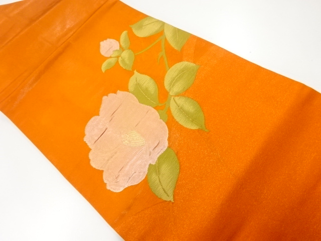 JAPANESE NAGOYA OBI / WOVEN CAMELLIA